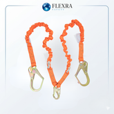 4.5' - 6’ Double Leg Stretch Internal Shock Absorbing Lanyard with 2 Rebar Hooks and 1 Steel Snap Hook