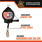 100’ Razorback 3-Way Recovery SRL With Snap Hook, Class SRL-R
