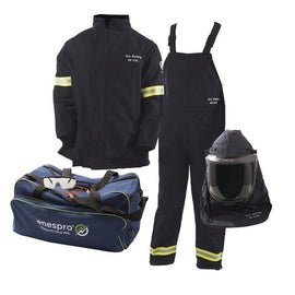 Enespro - 40 CAL Enespro AirLite™ Arc Flash KIT with OptiShield™ Vented Lift-Front Hood & MSA V-Gard® Hard Hat