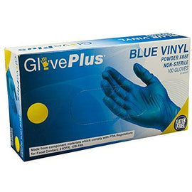 AMMEX - Vinyl Gloves, Disposable, Powder Free, Non-Sterile, 4 mil, Blue (Box of 100)