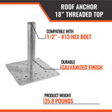 Roof Anchor 18" Threaded Top