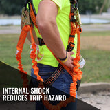 4.5′ – 6’ Double Leg Stretch Internal Shock Absorbing Lanyard With 3 Steel Snap Hooks