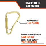 Malta Dynamics Tower Hook Carabiner – Heavy Duty Steel, 5,000 lb Rated