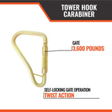 Malta Dynamics Tower Hook Carabiner – Heavy Duty Steel, 5,000 lb Rated
