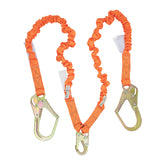 Malta Dynamics 4.5'–6' Double Leg Shock Absorbing Lanyard with Rebar Hooks & Snap Hook