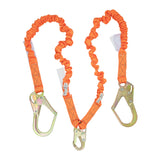 Malta Dynamics 4.5'–6' Double Leg Shock Absorbing Lanyard with Rebar Hooks & Snap Hook
