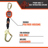 Pygmy Hog 11′ Web Self-Retracting Lifeline With Rebar Hook