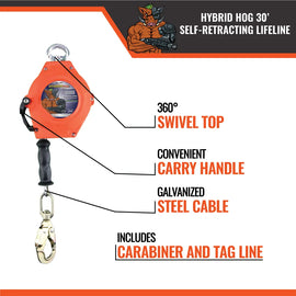 Hybrid Hog Series Self-Retracting Lifelines Class A & B 30′