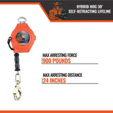 Hybrid Hog Series Self-Retracting Lifelines Class A & B 30′