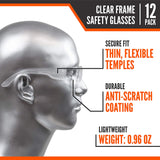 Clear Frame Safety Glasses (Pack of 12)