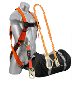 Malta Dynamics Warthog Pass Thru Safety Harness Fall Protection Kit with 6' Single Leg Shock Absorbing Lanyard