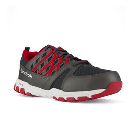 Men's Athletic Work Shoe - Grey with Red Trim