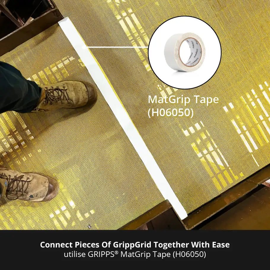 GrippGrid Yellow FR Grid Mesh Matting 27 m x 1.5 m / 90 ft x 5 ft