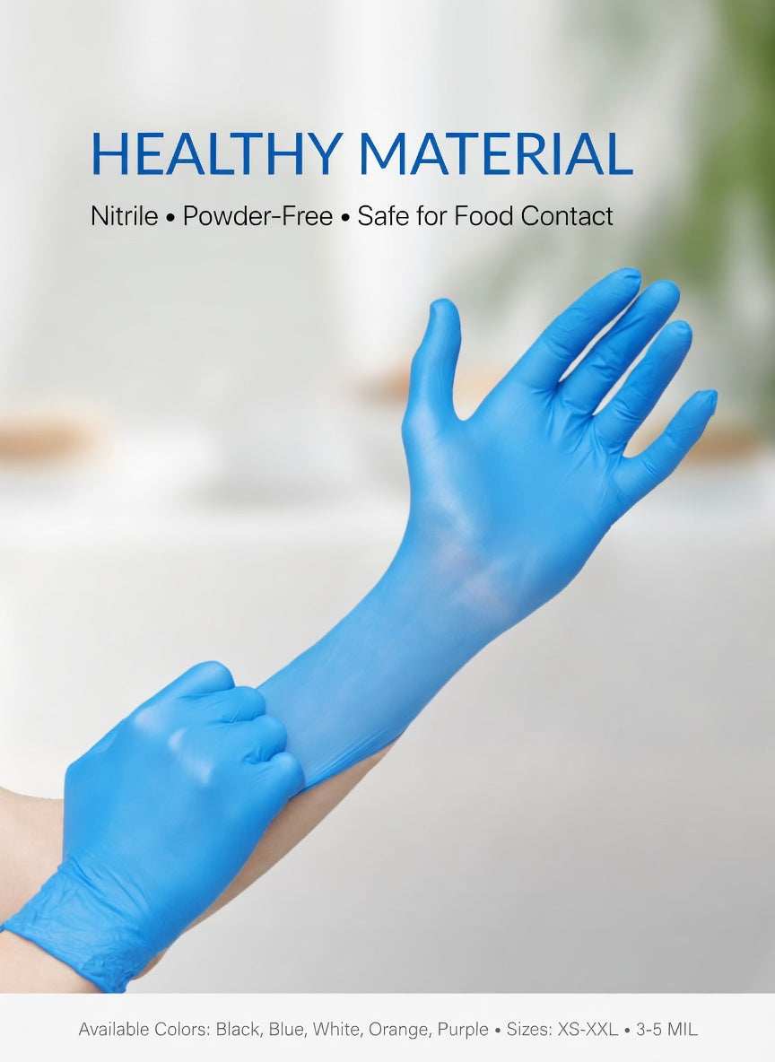 Disposable Vinyl Gloves – 100 Pcs/Pack | Powder-Free, Latex-Free, Clear, Multi-Purpose Use