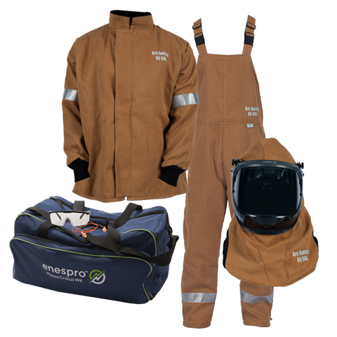 Enespro 65 Cal Arc Flash Kit with OptiShield™ Lift Front Hood – Category 4 PPE