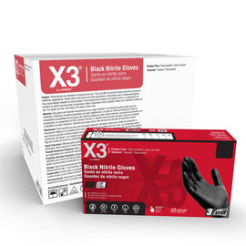 AMMEX BX3 Black Nitrile Industrial Latex Free Disposable Gloves (Case of 1000)