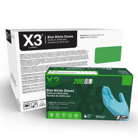 AMMEX X3D Blue Nitrile Industrial Latex Free Disposable Gloves (Case of 2000)