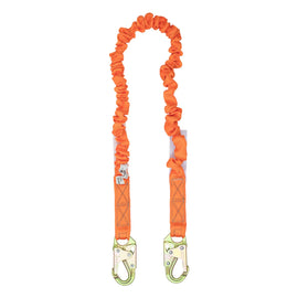 4.5′ – 6’ Single Leg Stretch Internal Shock Absorbing Lanyard With 2 Steel Snap Hooks