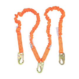 4.5′ – 6’ Double Leg Stretch Internal Shock Absorbing Lanyard With 3 Steel Snap Hooks