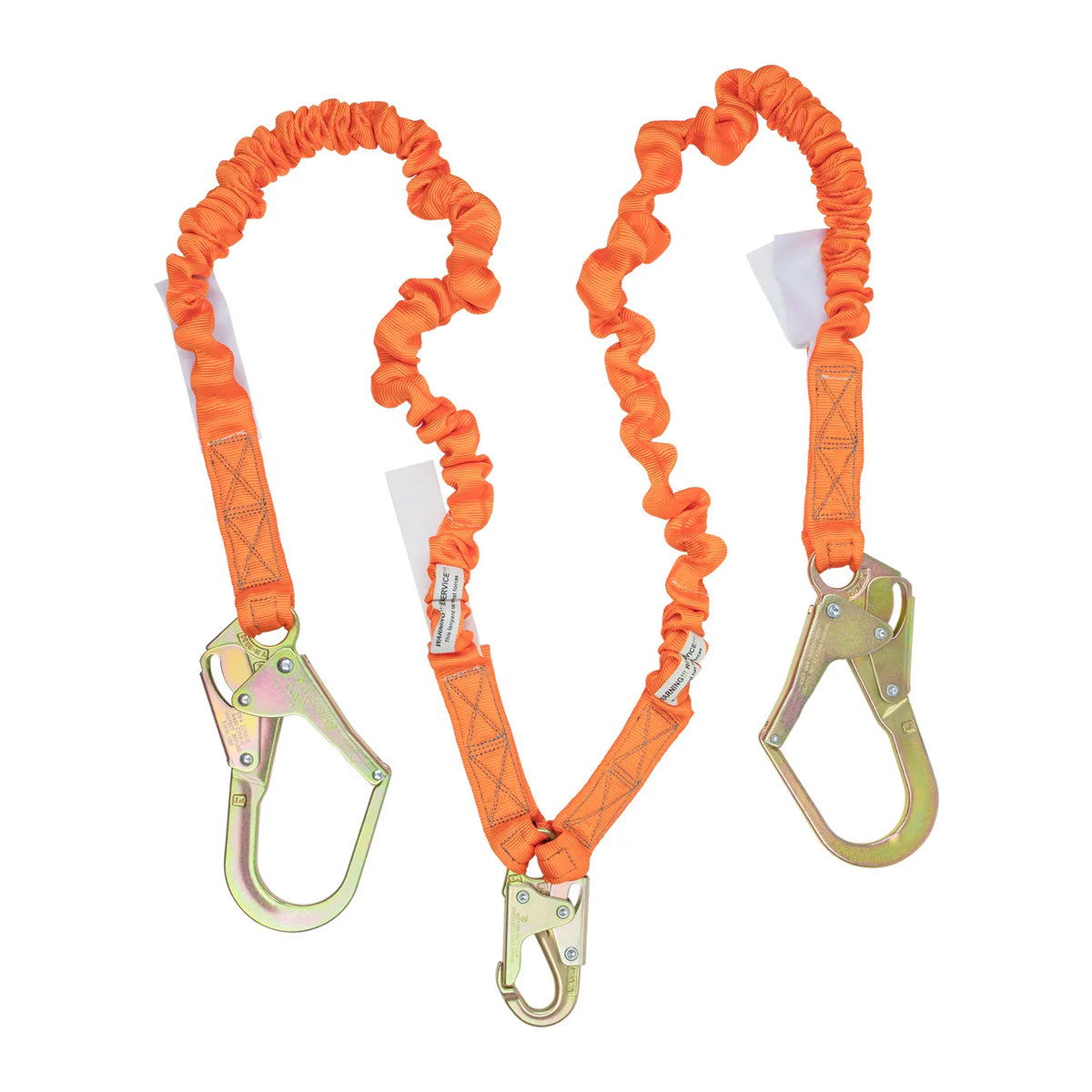 Malta Dynamics 4.5'–6' Double Leg Shock Absorbing Lanyard with Rebar Hooks & Snap Hook