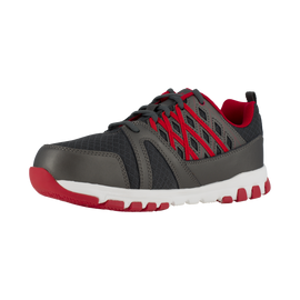Men's Athletic Work Shoe - Grey with Red Trim